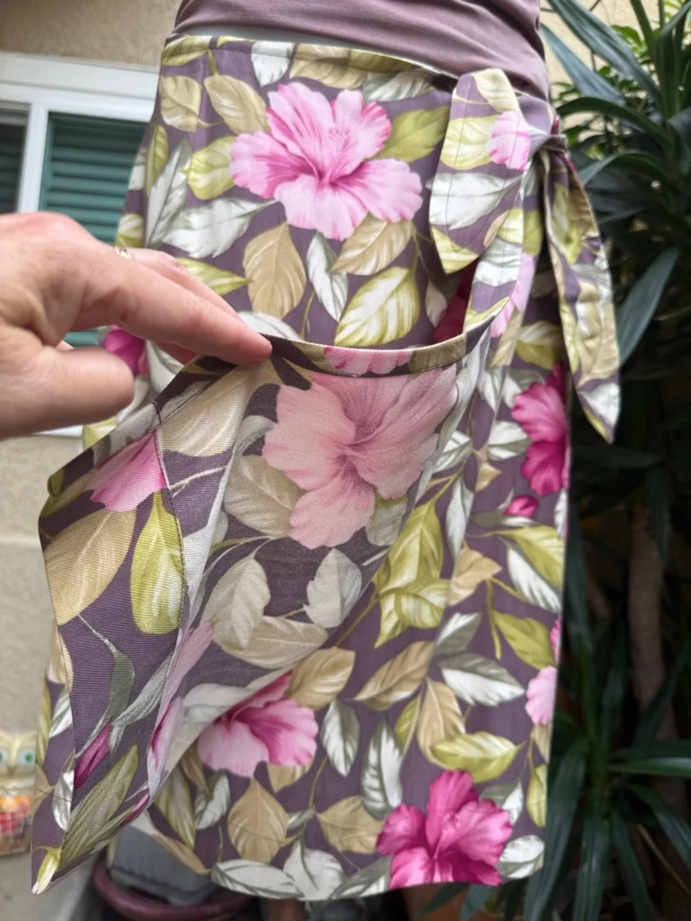 Vintage Tommy Bahama Dusty Mauve & Olive Tropical Silk Skirt
